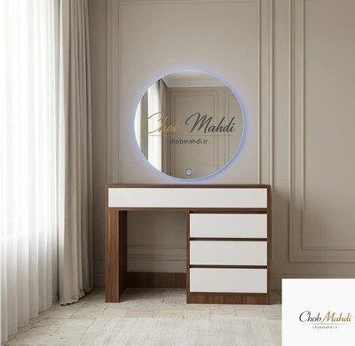 میز آرایش 4 کشو با آینه LED نور مخفی
