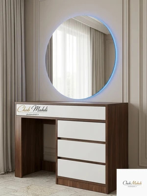 میز آرایش 4 کشو با آینه LED نور مخفی
