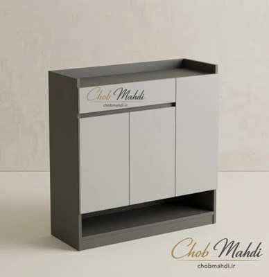 جاکفشی سه درب یک کشو طوسی روشن و تیره ابعاد 90*96 دستگیره مخفی